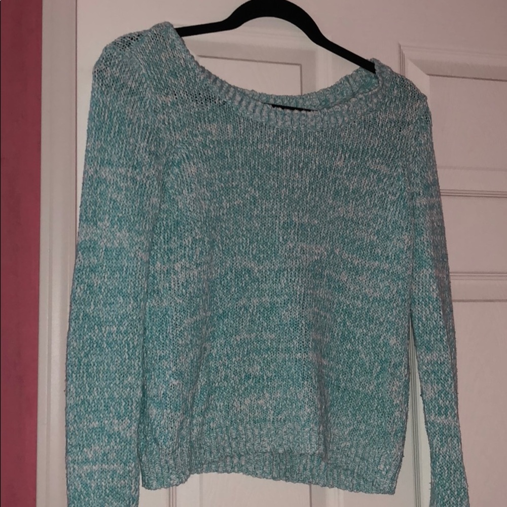 Aqua slightly cropped sweater